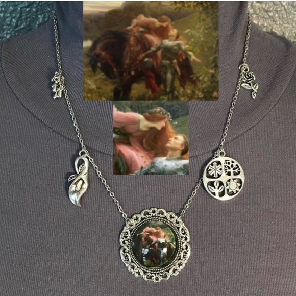 Hand Crafted Jewelry - "La Belle Dame Sans Merci" John Keats Handmade Literature Necklace, Painting